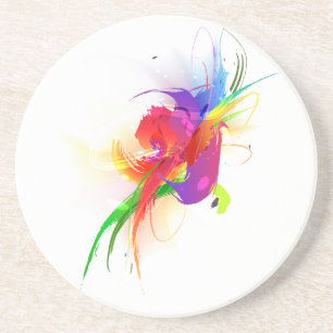 Dessous De Verre En Grès Plaques de peinture Abstraites Rainbow Lorikeet