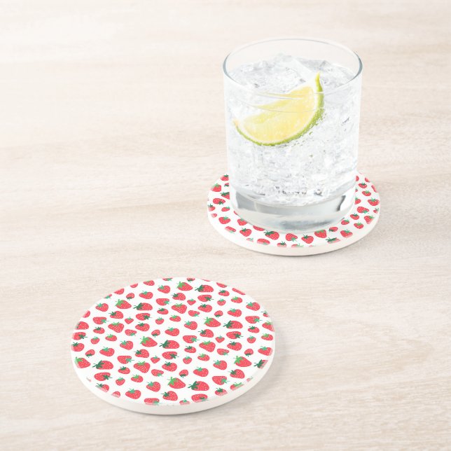 Dessous De Verre En Grès Plein de fraises (Côté)