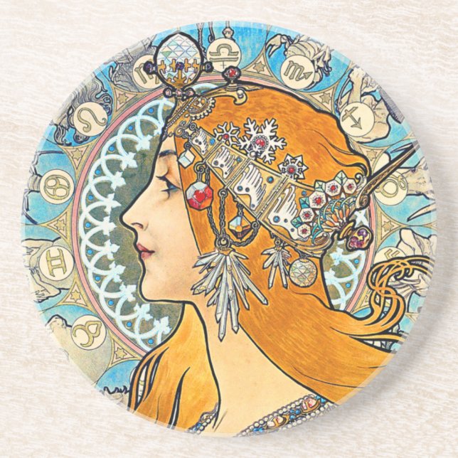 Dessous De Verre En Grès Plume de La de Mucha (Devant)