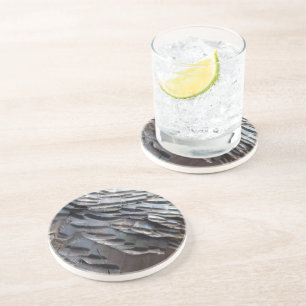 Dessous De Verre En Grès Plumes de Dindon Sauvage II Design Abstrait de la