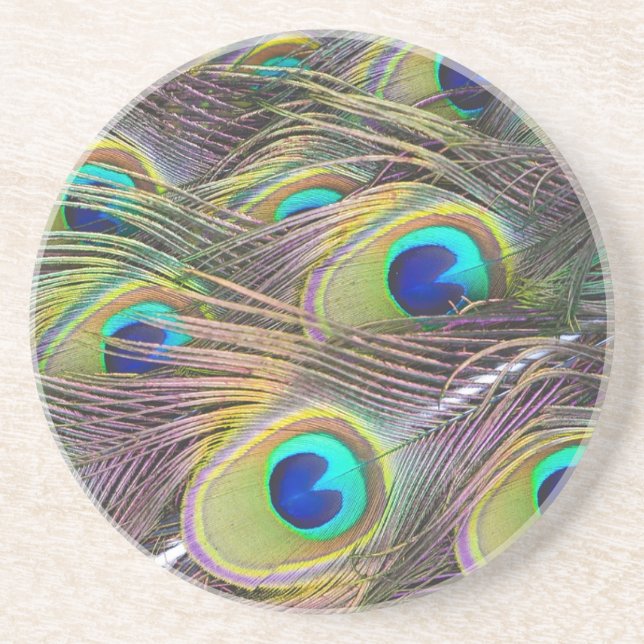 Dessous De Verre En Grès Plumes de paon (Devant)