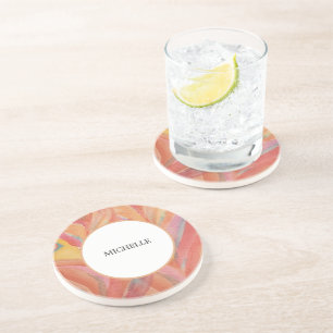 Dessous De Verre En Grès Plumes florales artistiques Aquarelle pastel