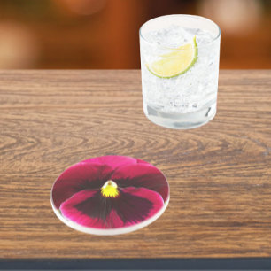 Dessous De Verre En Grès Plutôt Purple Pansy Floral