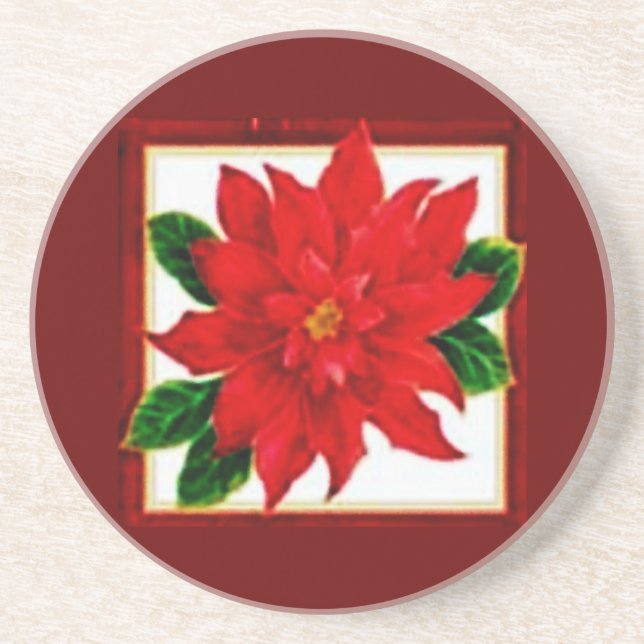 Dessous De Verre En Grès Poinsettia encadrée (Devant)