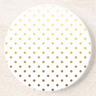 Dessous De Verre En Grès Point de polka d'or blanc