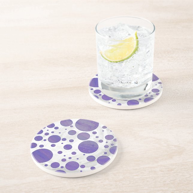 Dessous De Verre En Grès Pointe Polka Smear Blueberry (Côté)