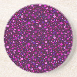 Dessous De Verre En Grès Points colorés en rose, violet et bleu sur fond no