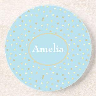 Dessous De Verre En Grès Points Confetti Bleu Pastel tendance
