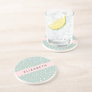 Dessous De Verre En Grès Points Dalmatiens verts, Spots, Votre Nom