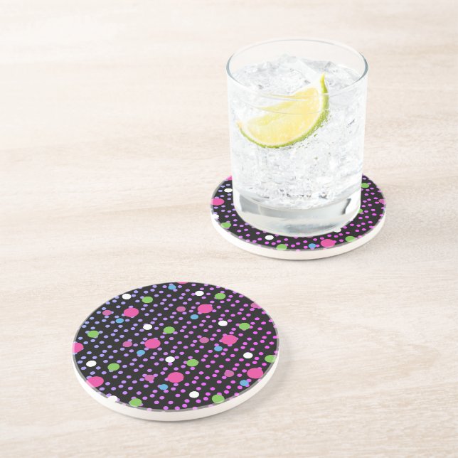 Dessous De Verre En Grès Points lumineux sur motif de points (Côté)