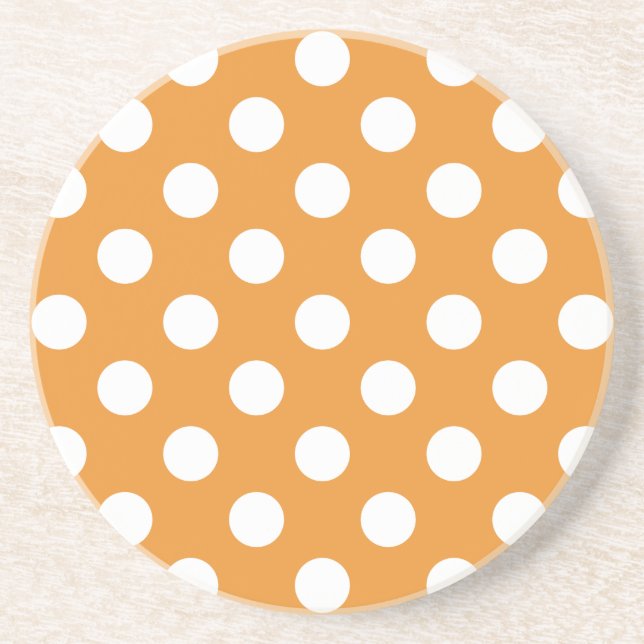 Dessous De Verre En Grès Pois blancs sur ambre (Devant)
