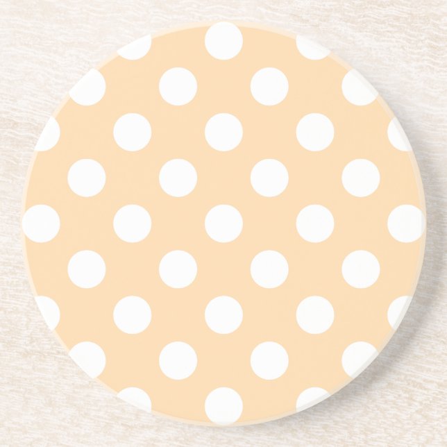 Dessous De Verre En Grès Pois blancs sur beige (Devant)