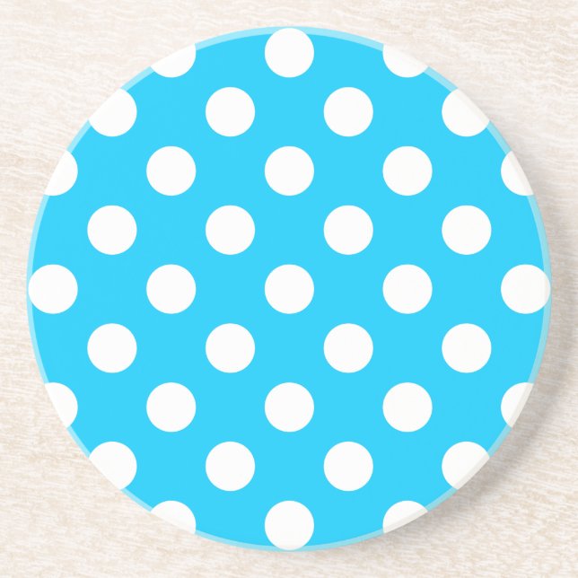 Dessous De Verre En Grès Pois blancs sur bleu électrique (Devant)