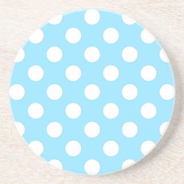 Dessous De Verre En Grès Pois blancs sur bleu pâle (Devant)