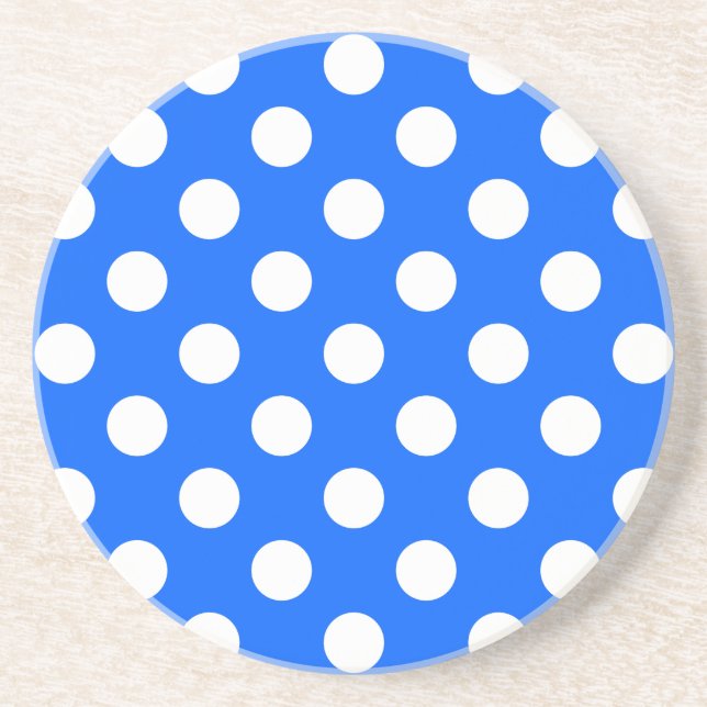 Dessous De Verre En Grès Pois blancs sur bleu royal (Devant)