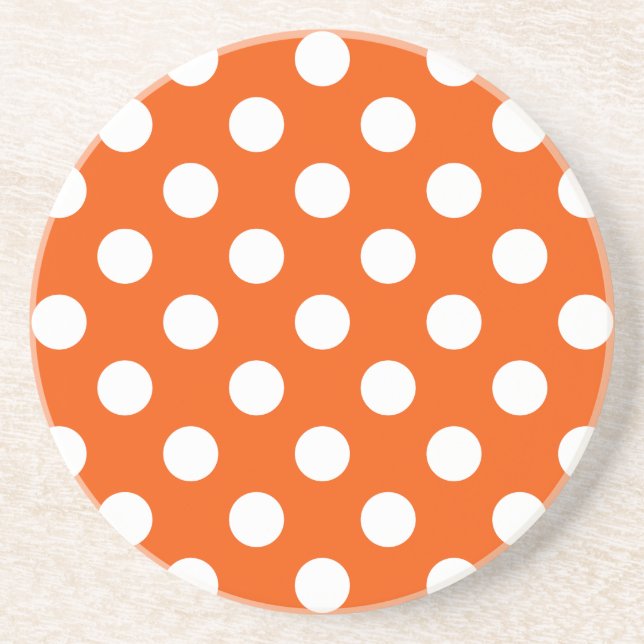 Dessous De Verre En Grès Pois blancs sur orange (Devant)