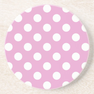Dessous De Verre En Grès Pois blancs sur rose pâle