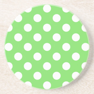 Dessous De Verre En Grès Pois blancs sur vert pomme