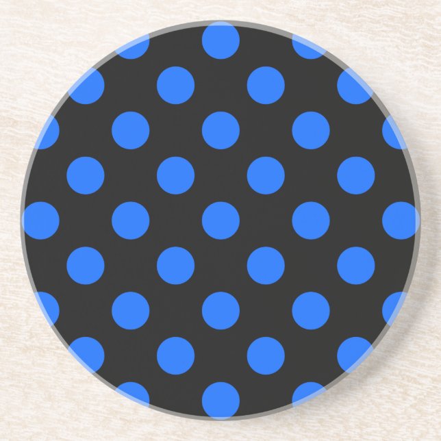 Dessous De Verre En Grès Pois bleu et noir (Devant)