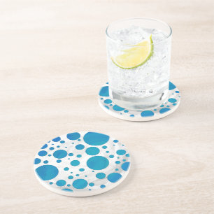 Dessous De Verre En Grès Pois bleu océan