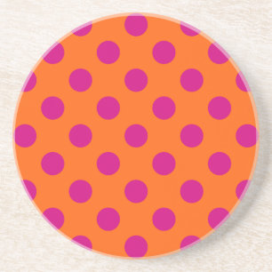 Dessous De Verre En Grès Pois Fuchsia orange