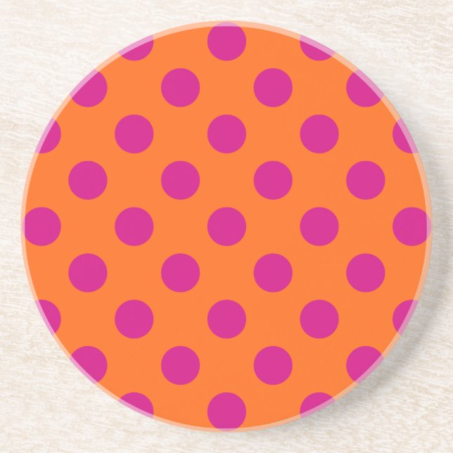 Dessous De Verre En Grès Pois Fuchsia orange (Devant)