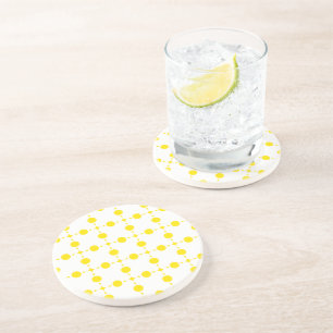 Dessous De Verre En Grès Pois Jaunes, Motif Polka Dot, Points, Pots