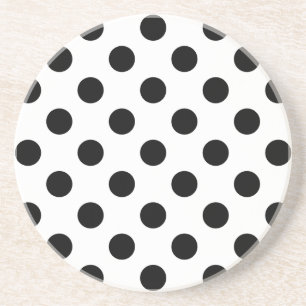Dessous De Verre En Grès Pois noirs en blanc