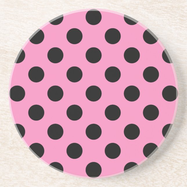 Dessous De Verre En Grès Pois noirs en rose (Devant)