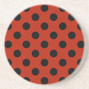 Dessous De Verre En Grès Pois noirs en rouge