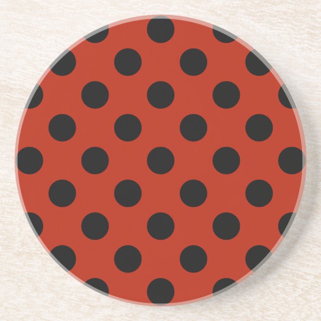 Dessous De Verre En Grès Pois noirs en rouge (Devant)