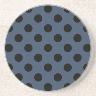 Dessous De Verre En Grès Pois noirs sur gris-bleu