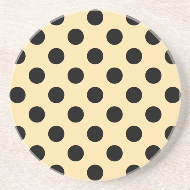 Dessous De Verre En Grès Pois noirs sur jaune pâle (Devant)