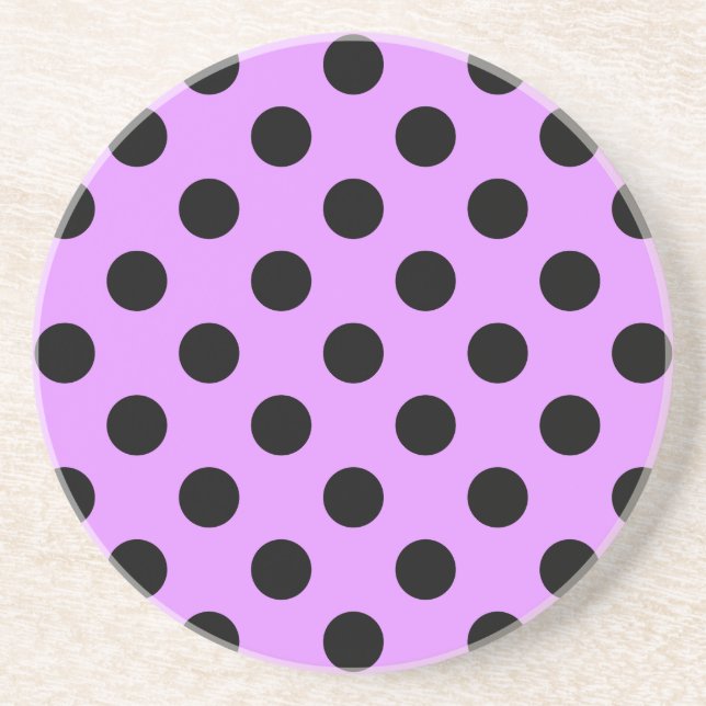 Dessous De Verre En Grès Pois noirs sur lilas (Devant)