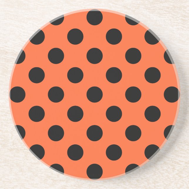 Dessous De Verre En Grès Pois noirs sur orange (Devant)