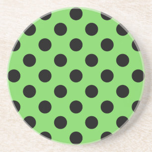 Dessous De Verre En Grès Pois noirs sur vert citron