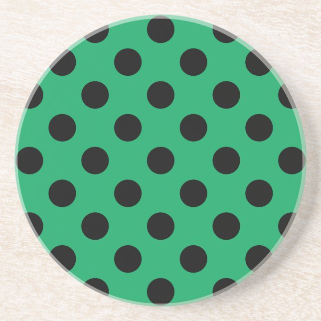 Dessous De Verre En Grès Pois noirs sur vert frais (Devant)