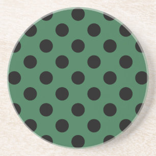 Dessous De Verre En Grès Pois noirs sur vert kelly