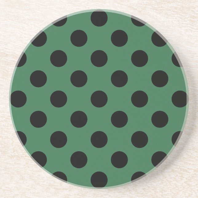 Dessous De Verre En Grès Pois noirs sur vert kelly (Devant)