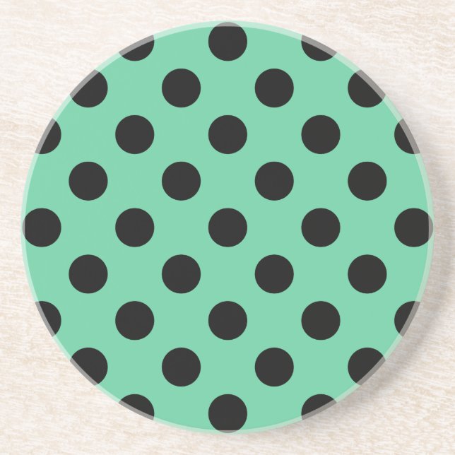 Dessous De Verre En Grès Pois noirs sur vert menthe (Devant)