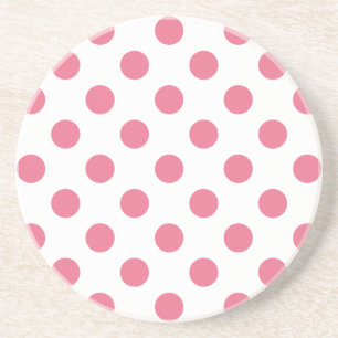 Dessous De Verre En Grès Pois rose et blanc