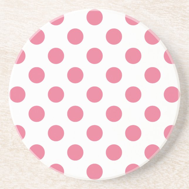 Dessous De Verre En Grès Pois rose et blanc (Devant)