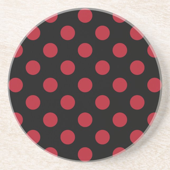 Dessous De Verre En Grès Pois rouge et noir (Devant)