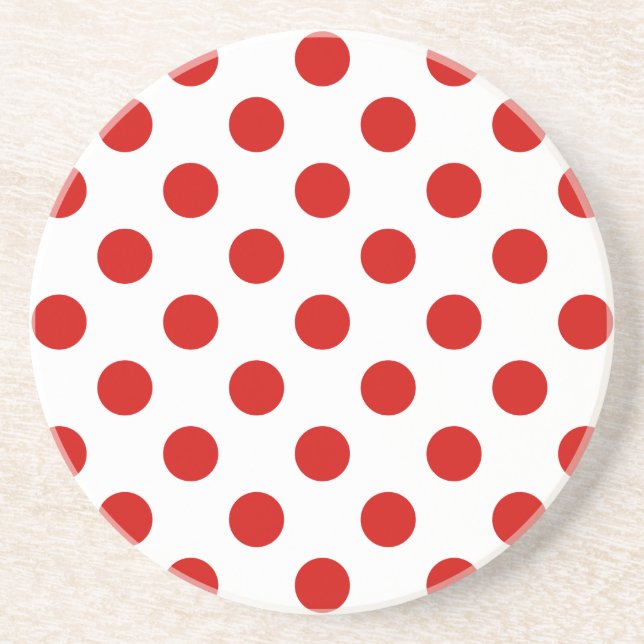 Dessous De Verre En Grès Pois rouges et blancs (Devant)