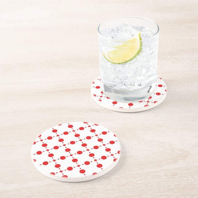 Dessous De Verre En Grès Pois rouges, Motif à points polka, points, pointil (Côté)
