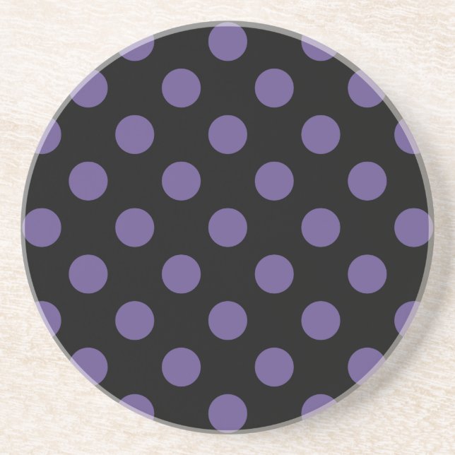 Dessous De Verre En Grès Pois ultra violets en noir (Devant)