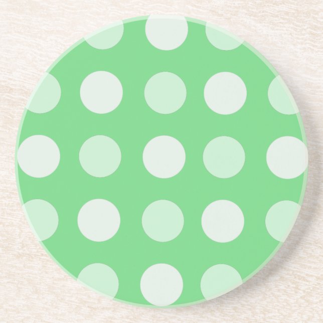 Dessous De Verre En Grès Pois vert et blanc (Devant)