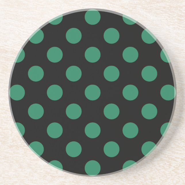 Dessous De Verre En Grès Pois vert et noir (Devant)