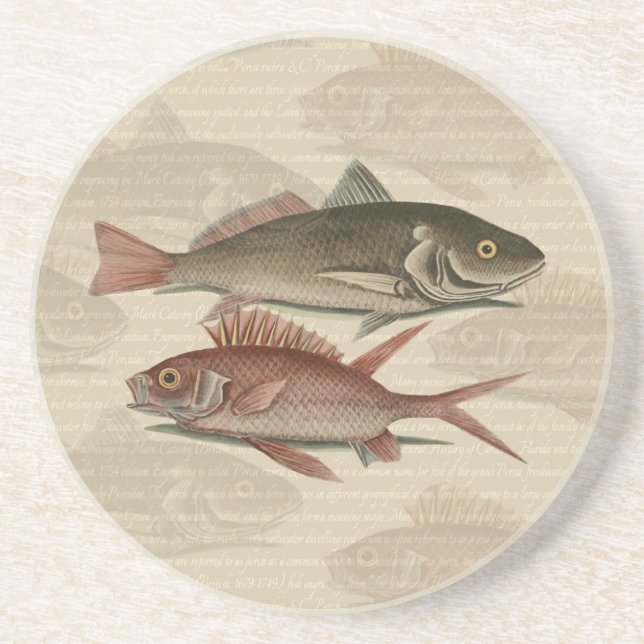 Dessous De Verre En Grès Poisson Perche rouge Art pêcheur (Devant)