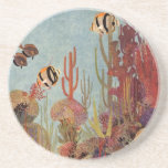 Dessous De Verre En Grès Poissons-anges en corail, poissons tropicaux Vinta<br><div class="desc">Illustration vintage vie marine poisson ange tropical nageant dans un récif corallien. Mettez votre équipement de plongée,  nagez avec le poisson et voyagez sous l'eau jusqu'au fond de la mer bleue profonde !</div>